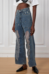Durchsichtige Jeans „Leanna“ aus Netzstoff